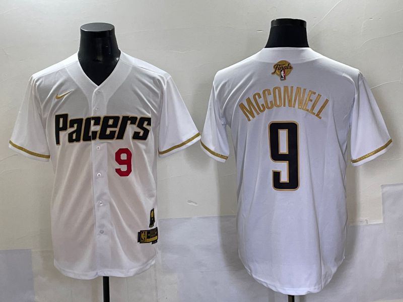 Men 2025 Indiana Pacers #9 Mcconnell White Joint Name NBA Jersey style 3